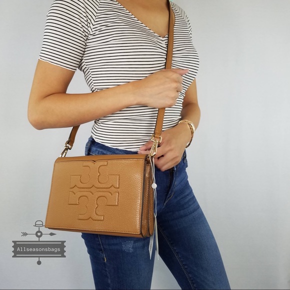 New Tory Burch T Bombe Large Bark Brown Crossbody - Picture 2 of 8